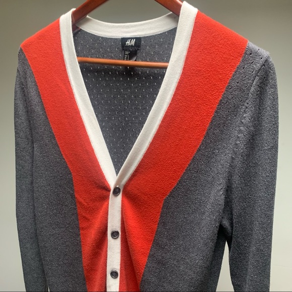 Striking Orange & White Mesh-Textured Cardigan SM - Picture 4 of 10